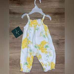 NWT Laura Ashley Baby Yellow Floral Smocked Romper ~ Size 0-3m